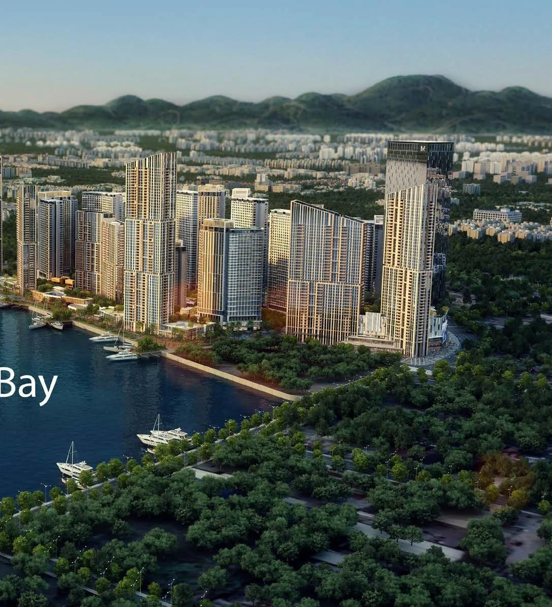 Mandani Bay waterfront skyline artist's impression