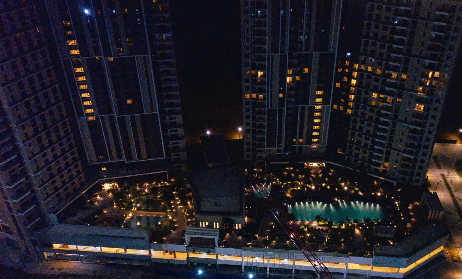 Mandani Bay amenity area at night