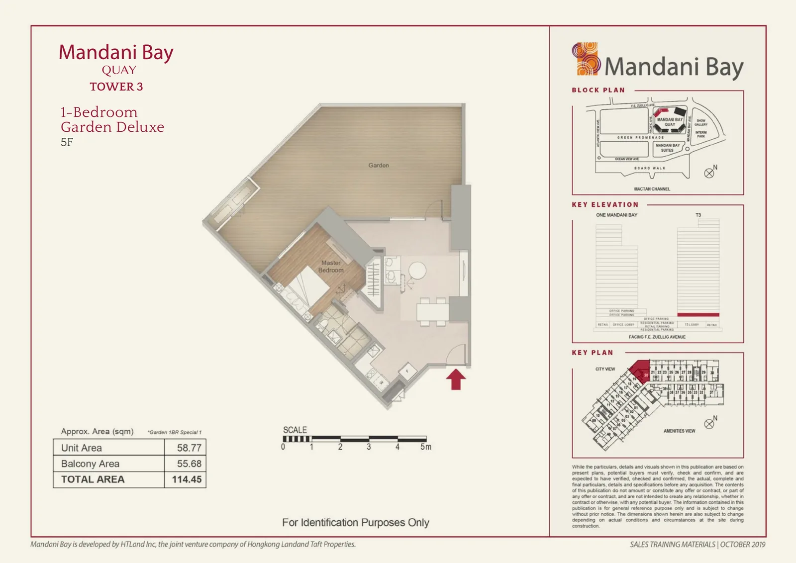 Mandani Bay Quay Tower 3 1-Bedroom Garden Deluxe Special 1 floor plan, 114.45 sqm total area, 5F only
