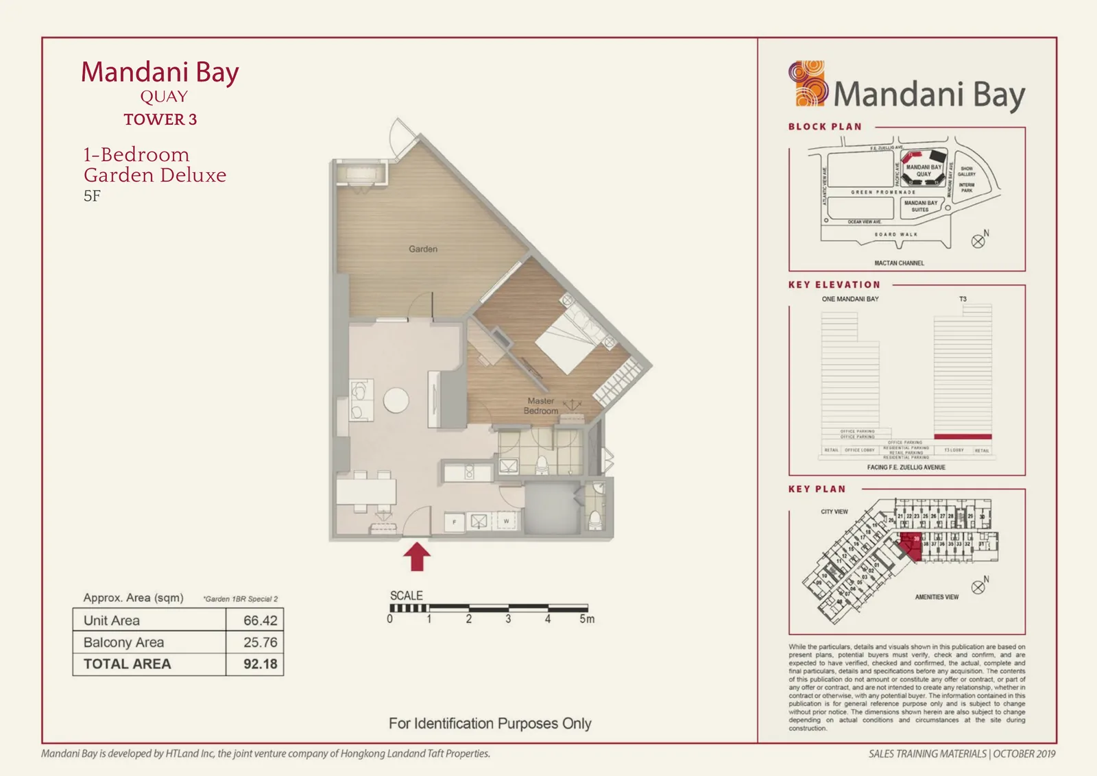 Mandani Bay Quay Tower 3 1-Bedroom Garden Deluxe Special 2 floor plan, 92.18 sqm total area, 5F only
