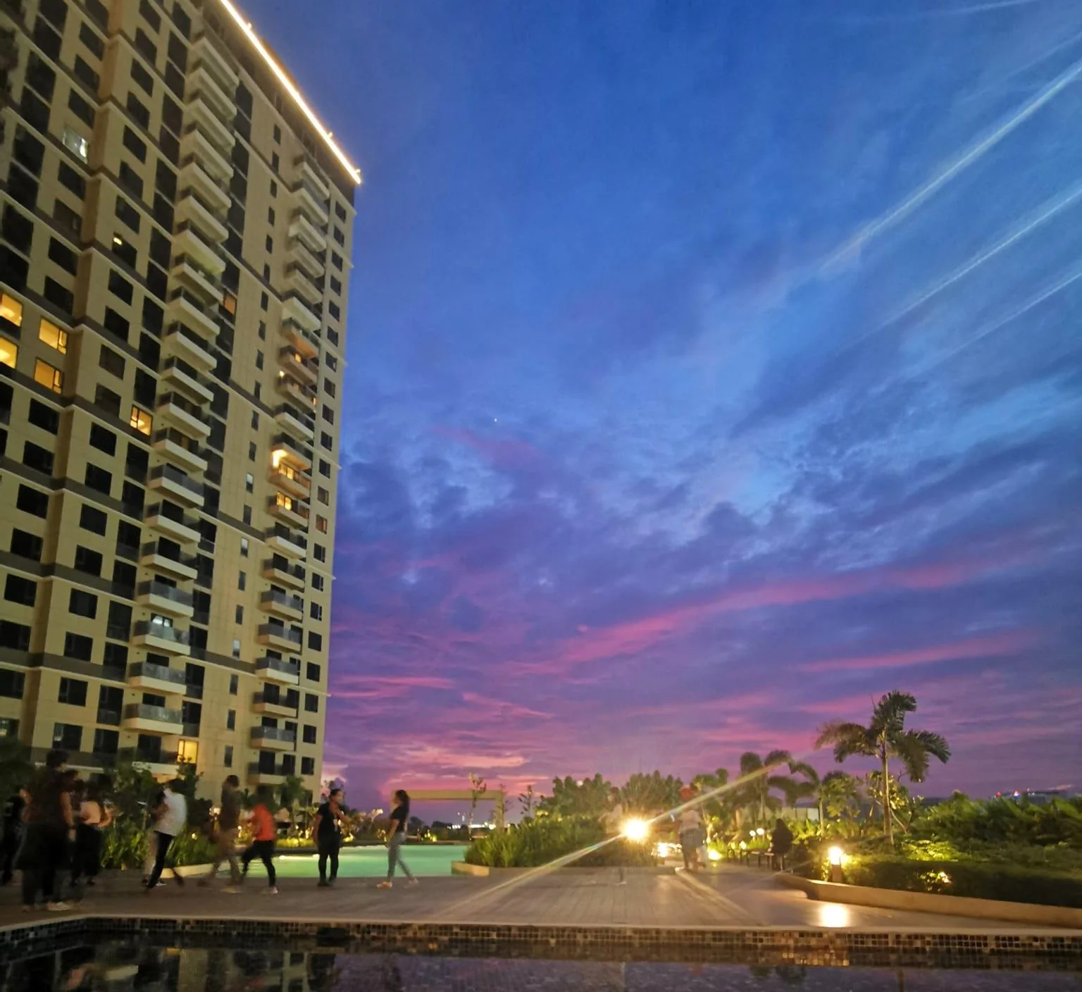 Mandani Bay boulevard at sunset